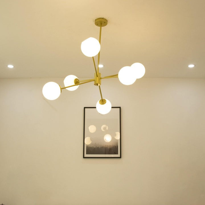 6-Light Staggered Glass Orb Chandelier