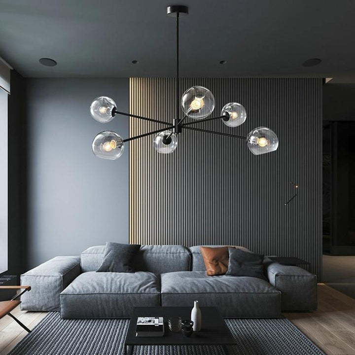 6-Light Staggered Glass Orb Chandelier