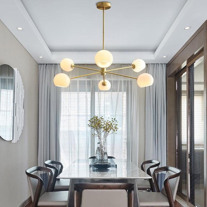 6-Light Staggered Glass Orb Chandelier