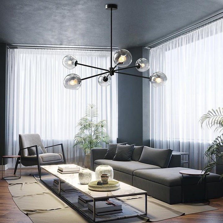 6-Light Staggered Glass Orb Chandelier