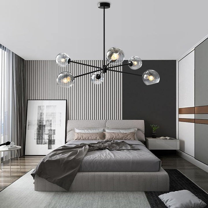 6-Light Staggered Glass Orb Chandelier
