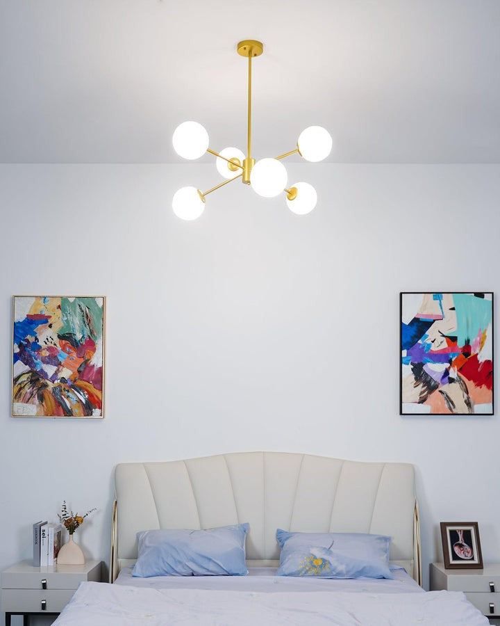 6-Light Staggered Glass Orb Chandelier