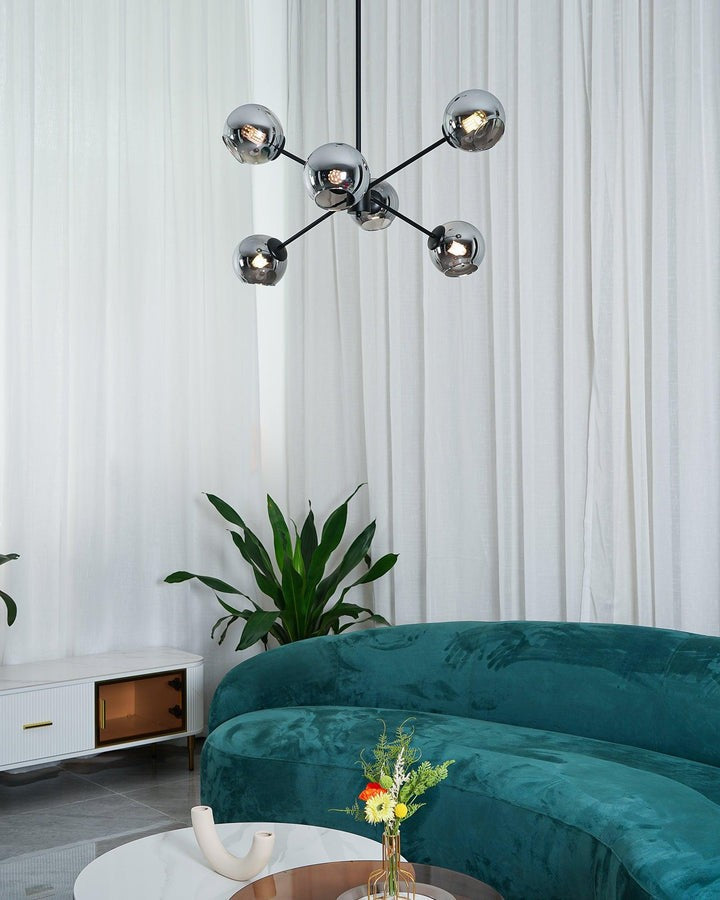6-Light Staggered Glass Orb Chandelier