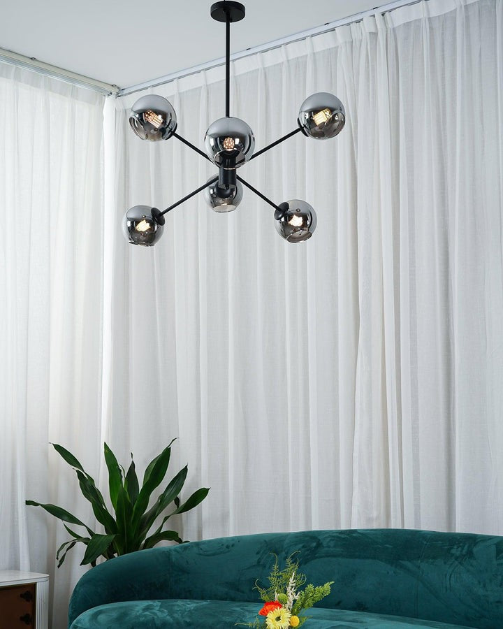 6-Light Staggered Glass Orb Chandelier