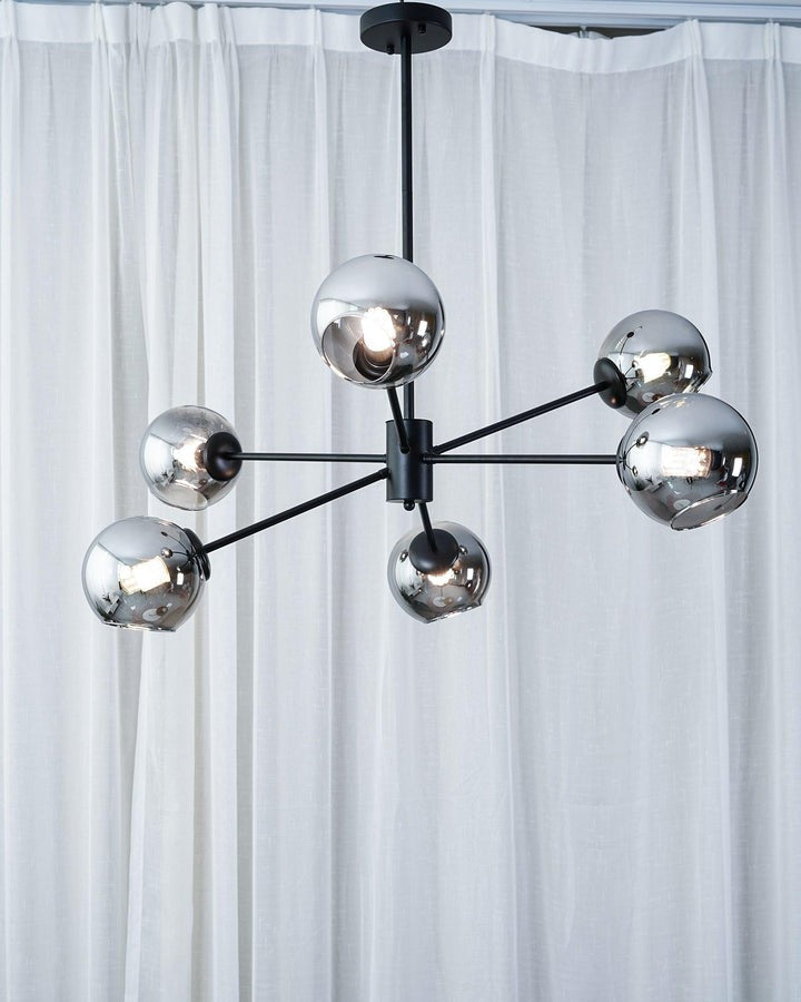 6-Light Staggered Glass Orb Chandelier