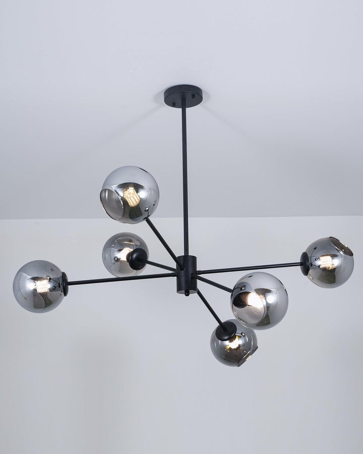 6-Light Staggered Glass Orb Chandelier