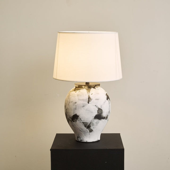 Abstract Ink-Wash Ceramic Table Lamp
