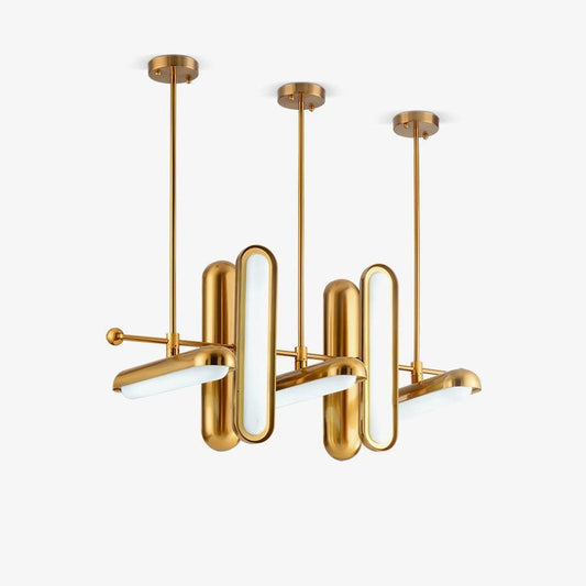 Adjustable LED Capsule Chandelier in Gold with Frosted Glass