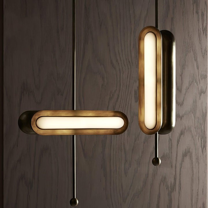 Adjustable LED Capsule Chandelier in Gold with Frosted Glass