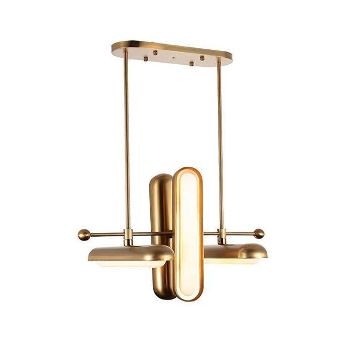 Adjustable LED Capsule Chandelier in Gold with Frosted Glass