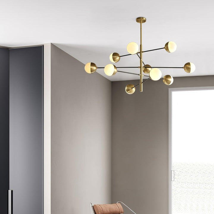 Adjustable Metal & Glass LED Ceiling Chandelier (8 or 12 Lights)