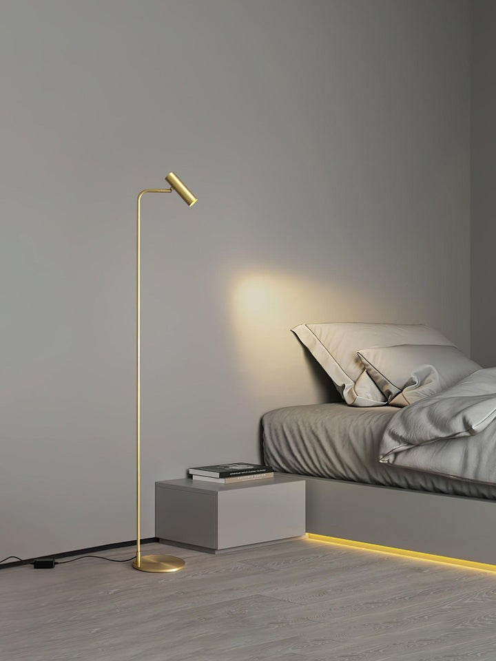 Adjustable Satin Brass LED Floor Lamp - Three-Color Light