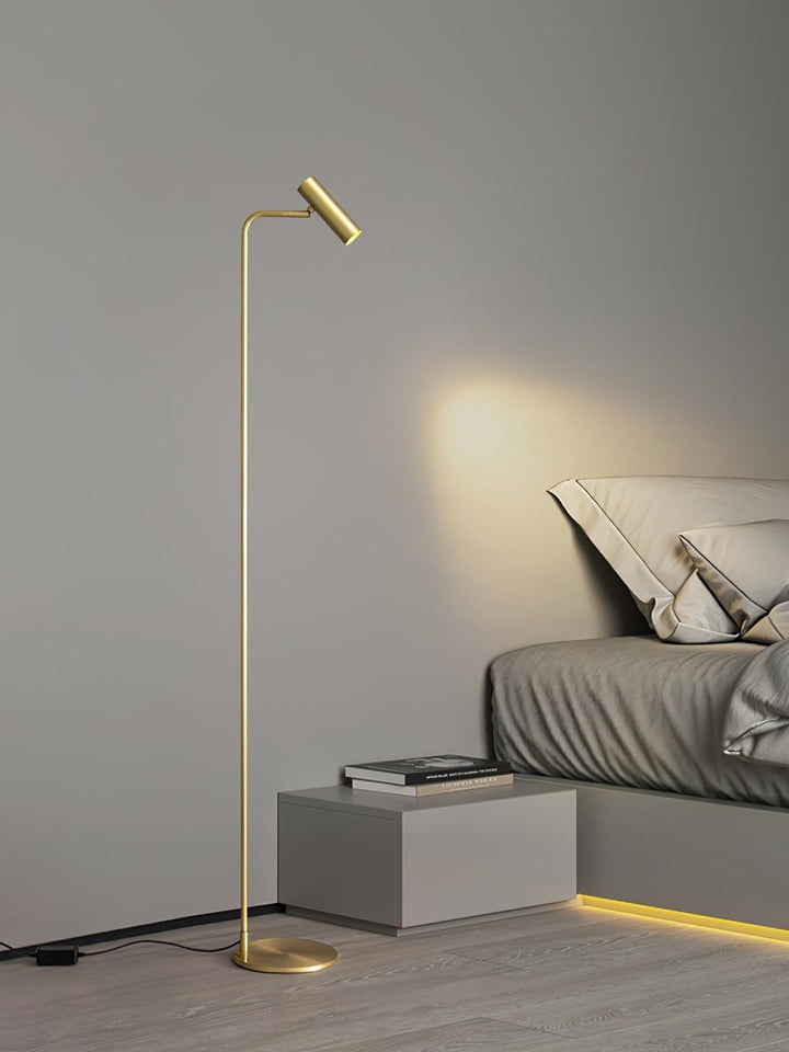 Adjustable Satin Brass LED Floor Lamp - Three-Color Light