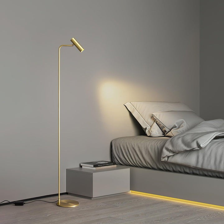 Adjustable Satin Brass LED Floor Lamp - Three-Color Light