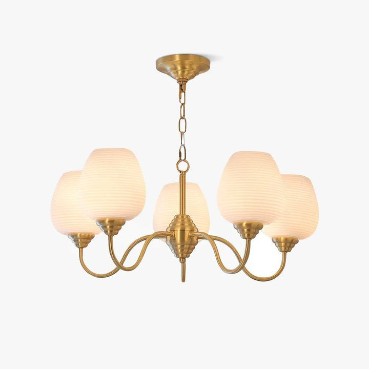 Alton Antique Brass & White Glass Ceiling Chandelier