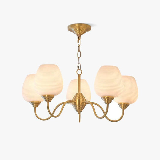 Alton Antique Brass & White Glass Ceiling Chandelier
