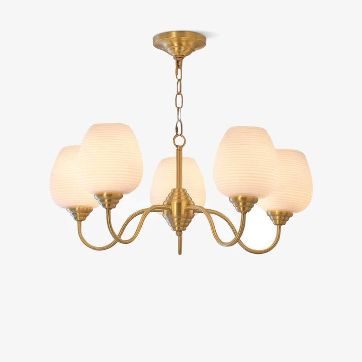 Alton Antique Brass & White Glass Ceiling Chandelier