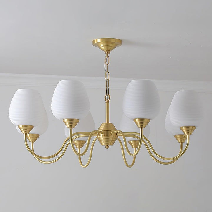 Alton Antique Brass & White Glass Ceiling Chandelier
