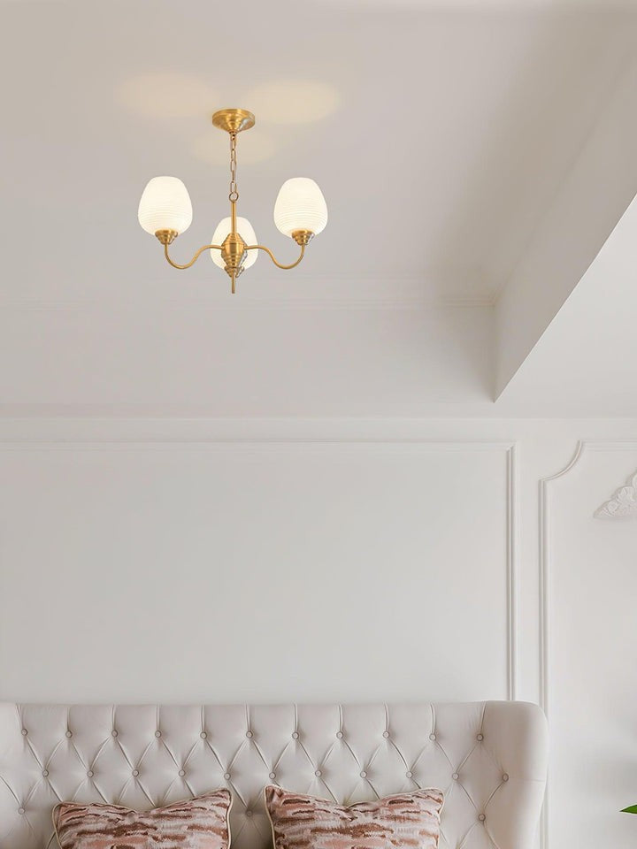 Alton Antique Brass & White Glass Ceiling Chandelier