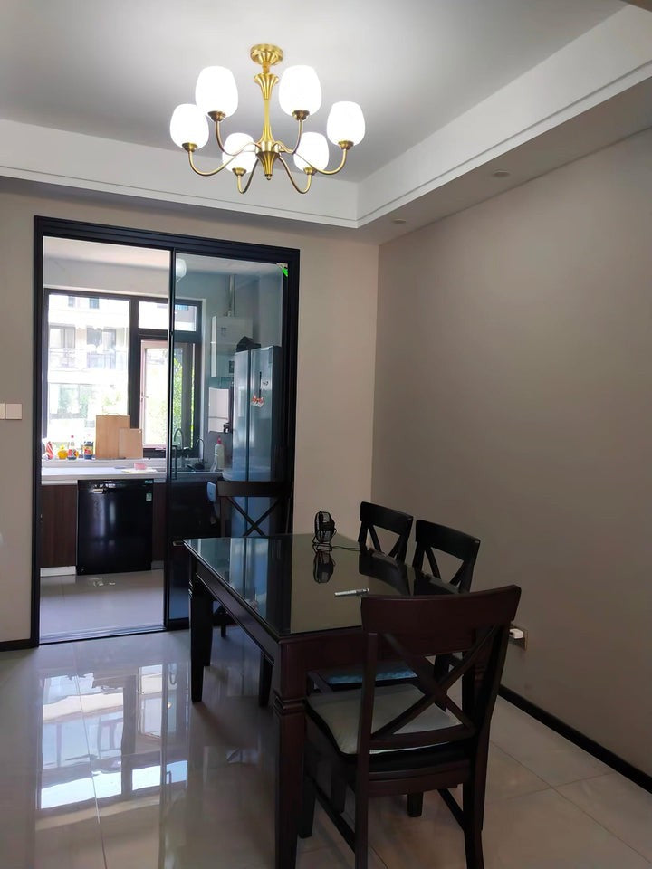 Alton Antique Brass & White Glass Ceiling Chandelier