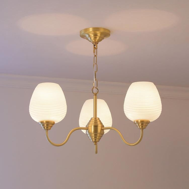 Alton Antique Brass & White Glass Ceiling Chandelier