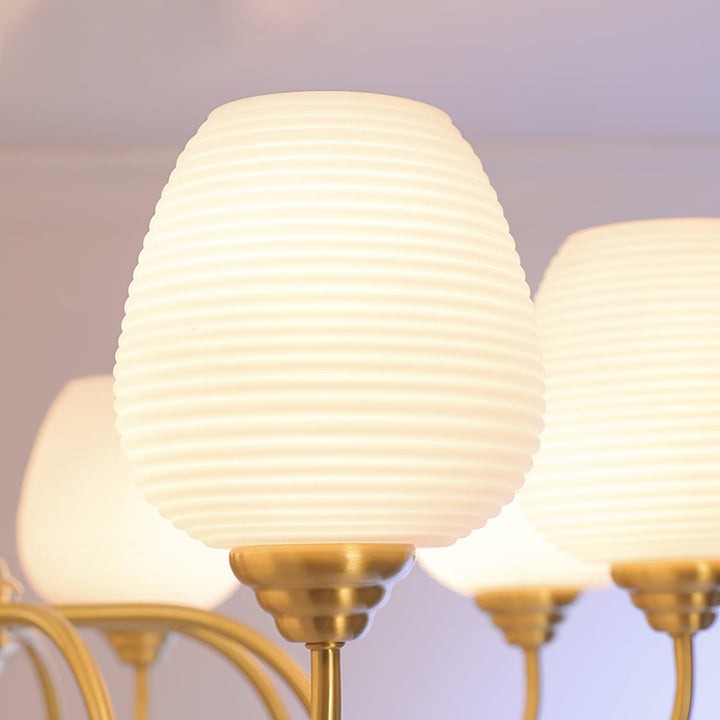 Alton Antique Brass & White Glass Ceiling Chandelier