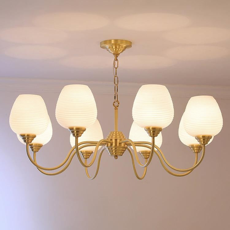 Alton Antique Brass & White Glass Ceiling Chandelier
