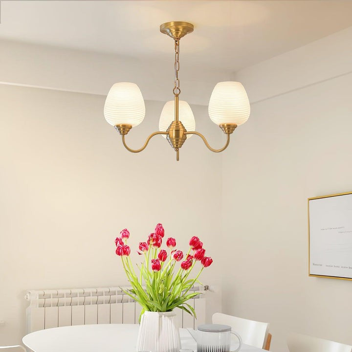 Alton Antique Brass & White Glass Ceiling Chandelier