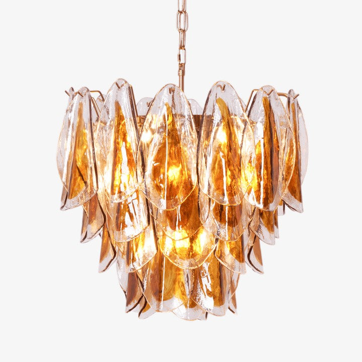 Amber Murano Glass Leaf Chandelier