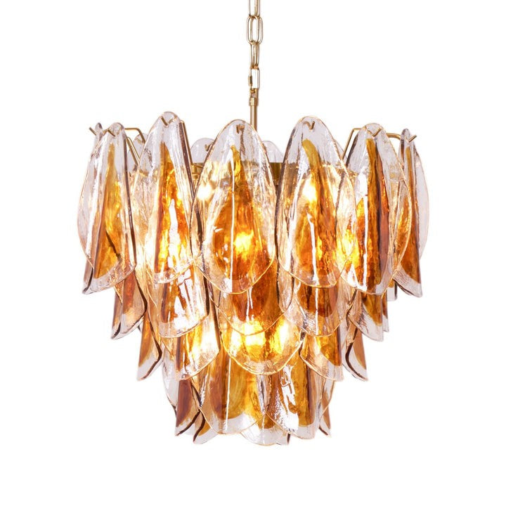 Amber Murano Glass Leaf Chandelier