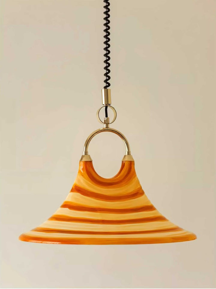 Amber Swirl Hand-Blown Glass Pendant Light