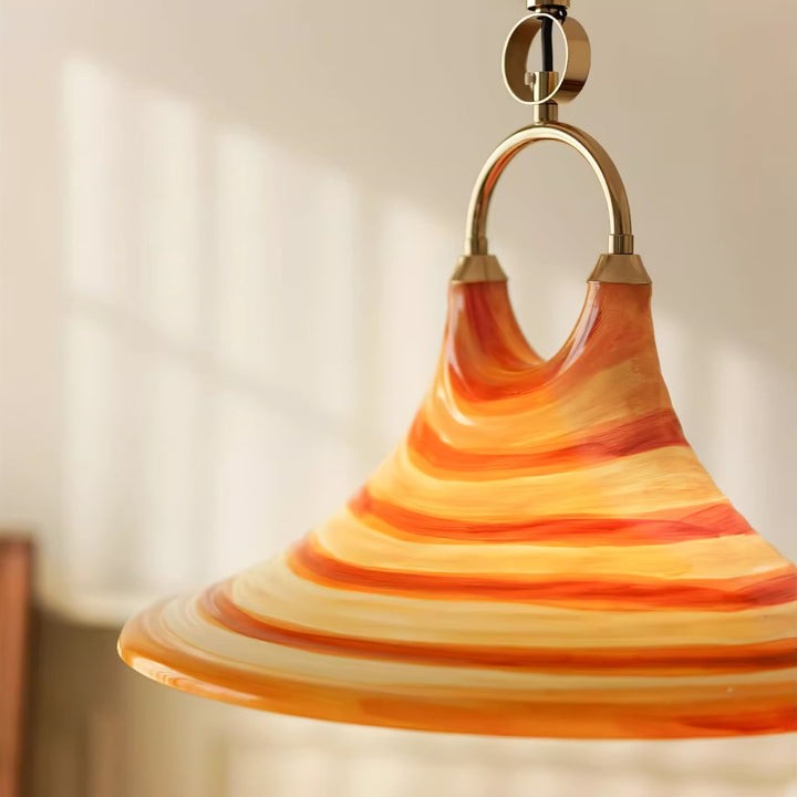 Amber Swirl Hand-Blown Glass Pendant Light