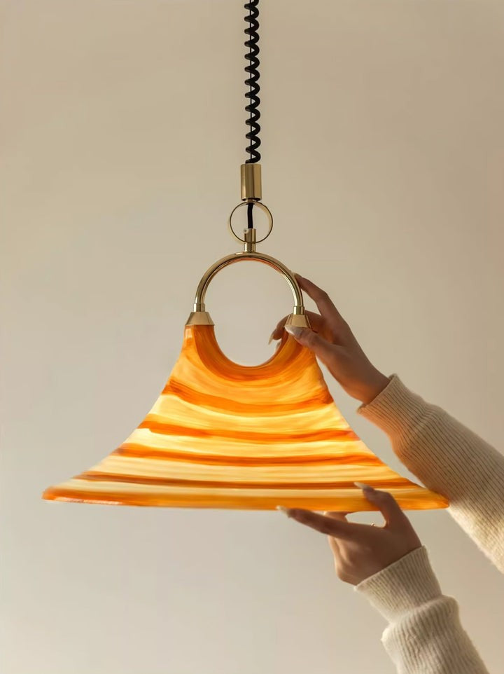 Amber Swirl Hand-Blown Glass Pendant Light
