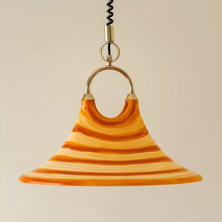 Amber Swirl Hand-Blown Glass Pendant Light