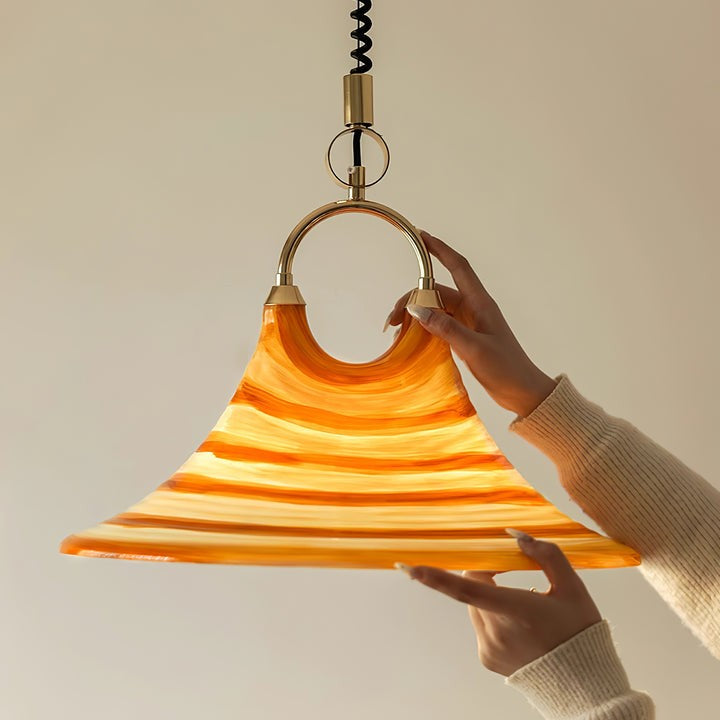 Amber Swirl Hand-Blown Glass Pendant Light