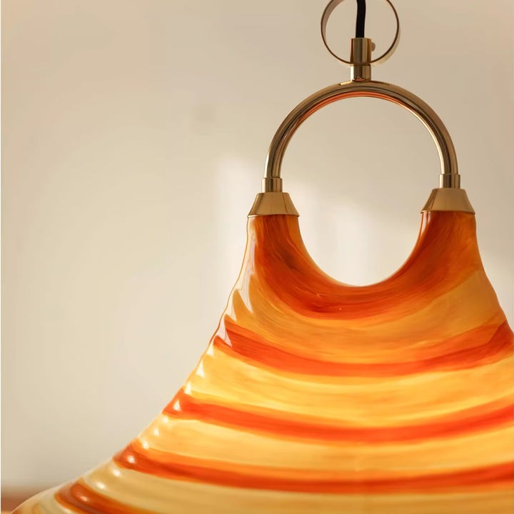 Amber Swirl Hand-Blown Glass Pendant Light