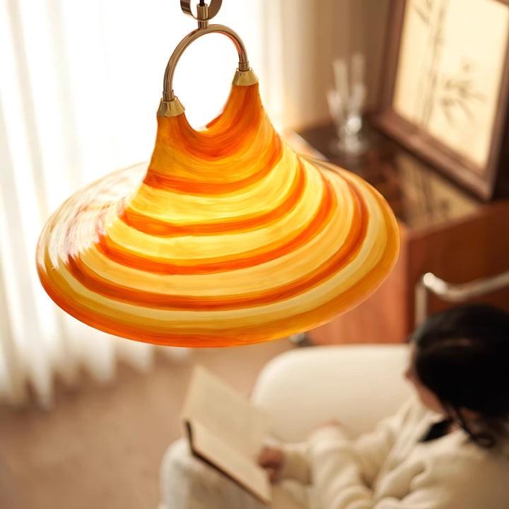 Amber Swirl Hand-Blown Glass Pendant Light