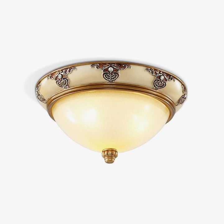 Antique Beige Flush Mount Ceiling Light with Frosted Glass