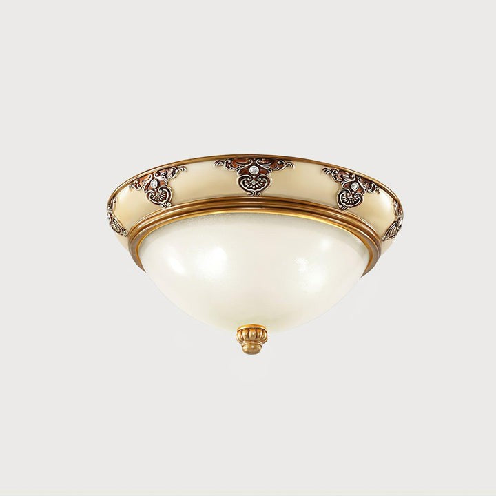 Antique Beige Flush Mount Ceiling Light with Frosted Glass