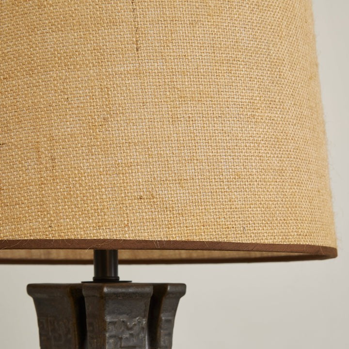 Antique Bronze Ceramic Table Lamp with Linen Shade