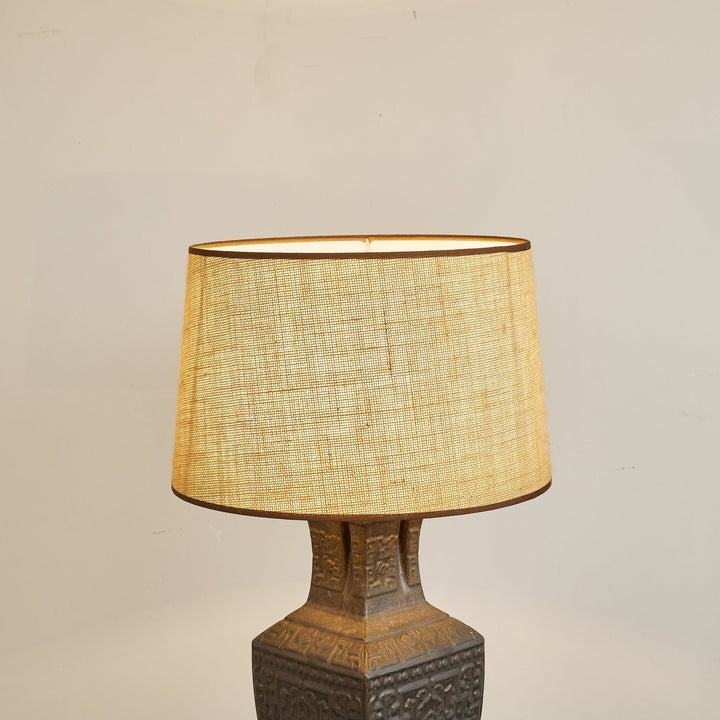Antique Bronze Ceramic Table Lamp with Linen Shade