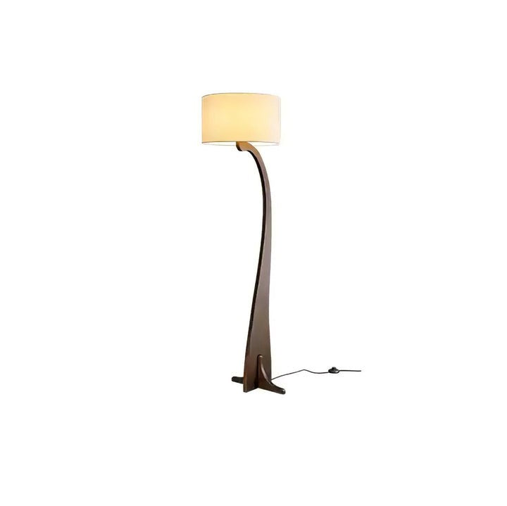 Arched Wooden Floor Lamp with Fabric Shade