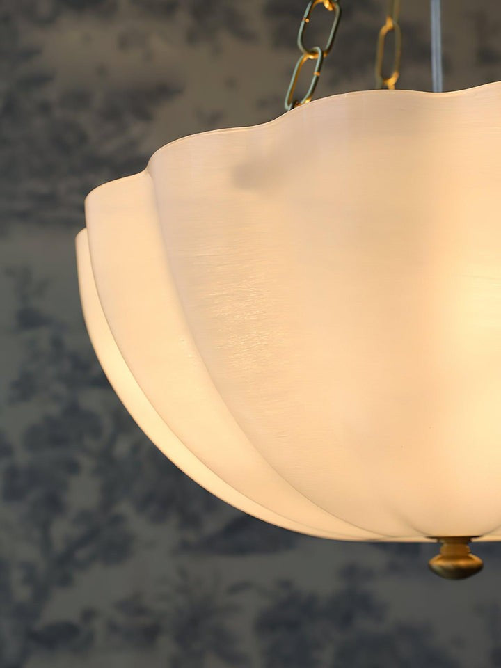 Art Deco Gold Iron & Glass 3-Light Chandelier