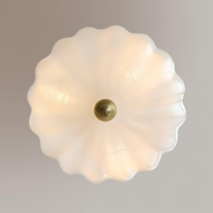 Art Deco Gold Iron & Glass 3-Light Chandelier