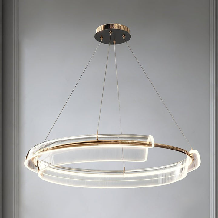 Art Glass LED Chandelier with Gold Finish – Multiple Sizes