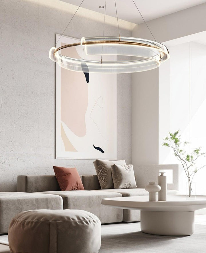 Art Glass LED Chandelier with Gold Finish – Multiple Sizes