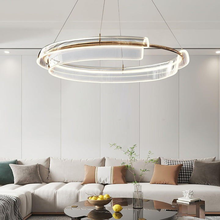 Art Glass LED Chandelier with Gold Finish – Multiple Sizes
