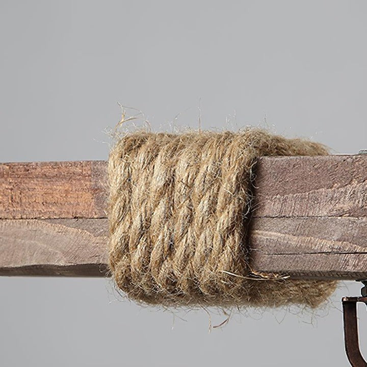 Artisanal 8-Light Wood & Glass Retro Chandelier