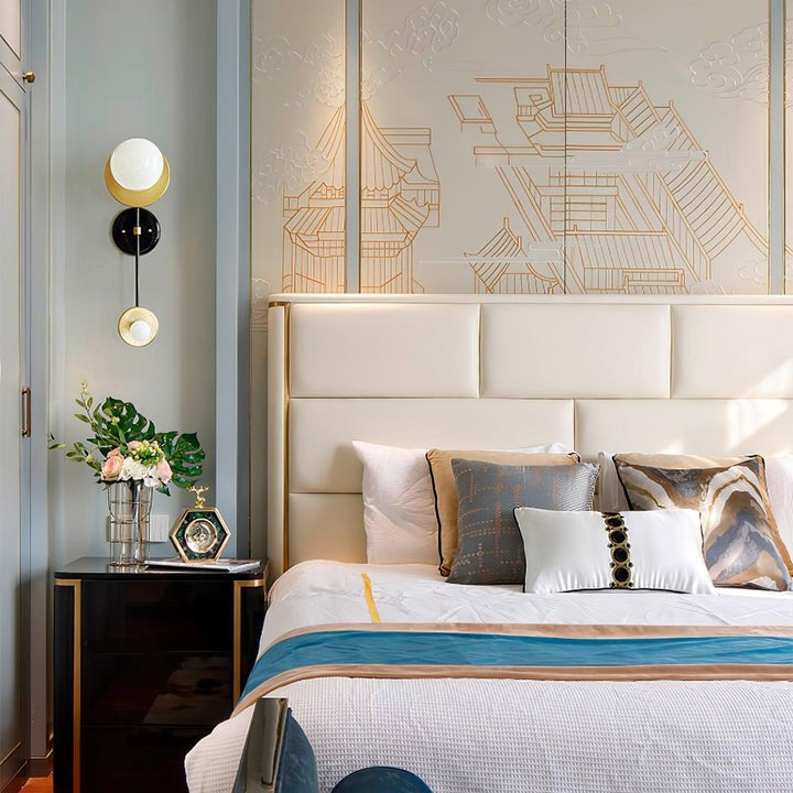 Balance Scale Wall Sconce with Marble Accents