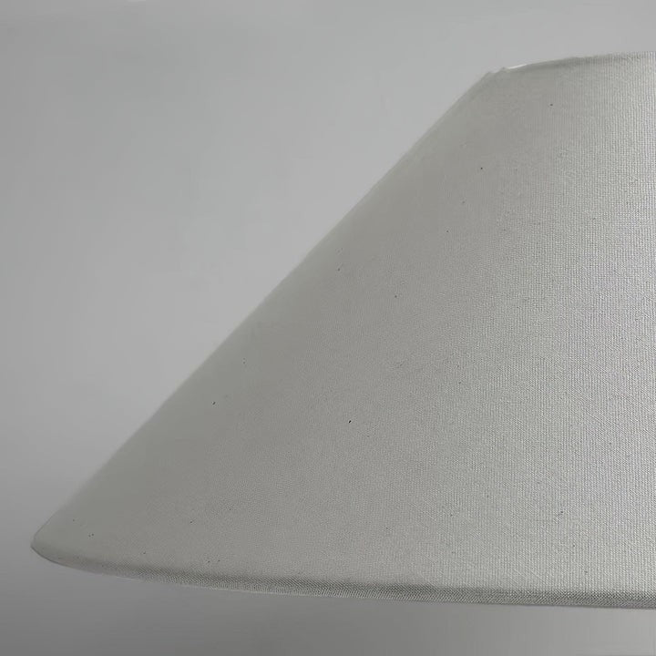 Beige Striated Ceramic Table Lamp with White Linen Shade